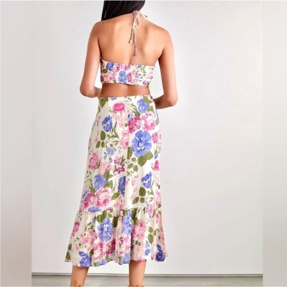 Reformation Riya Cutout Floral Print Midi Dress Sz 0 - Picture 4 of 6